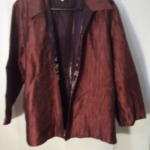 Chico's Open Front Shirt Jacket Women 3 XL 3/4 Sleeve Shimmer Red Black - Picture 8 of 15